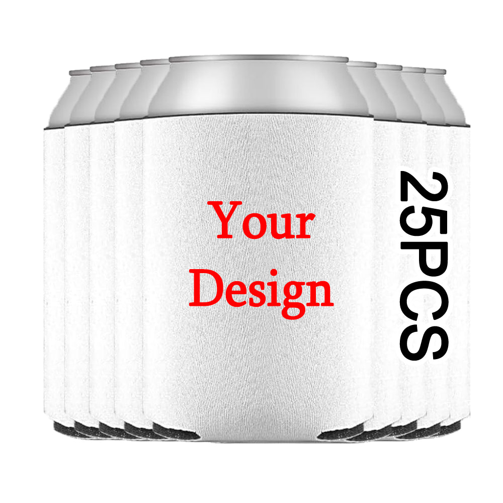 25 Pack Sublimation Can Coolers Blanks - Neoprene Collapsible Insulated Sleeves for Super Bowl Party Guest Favors & HTV Projects