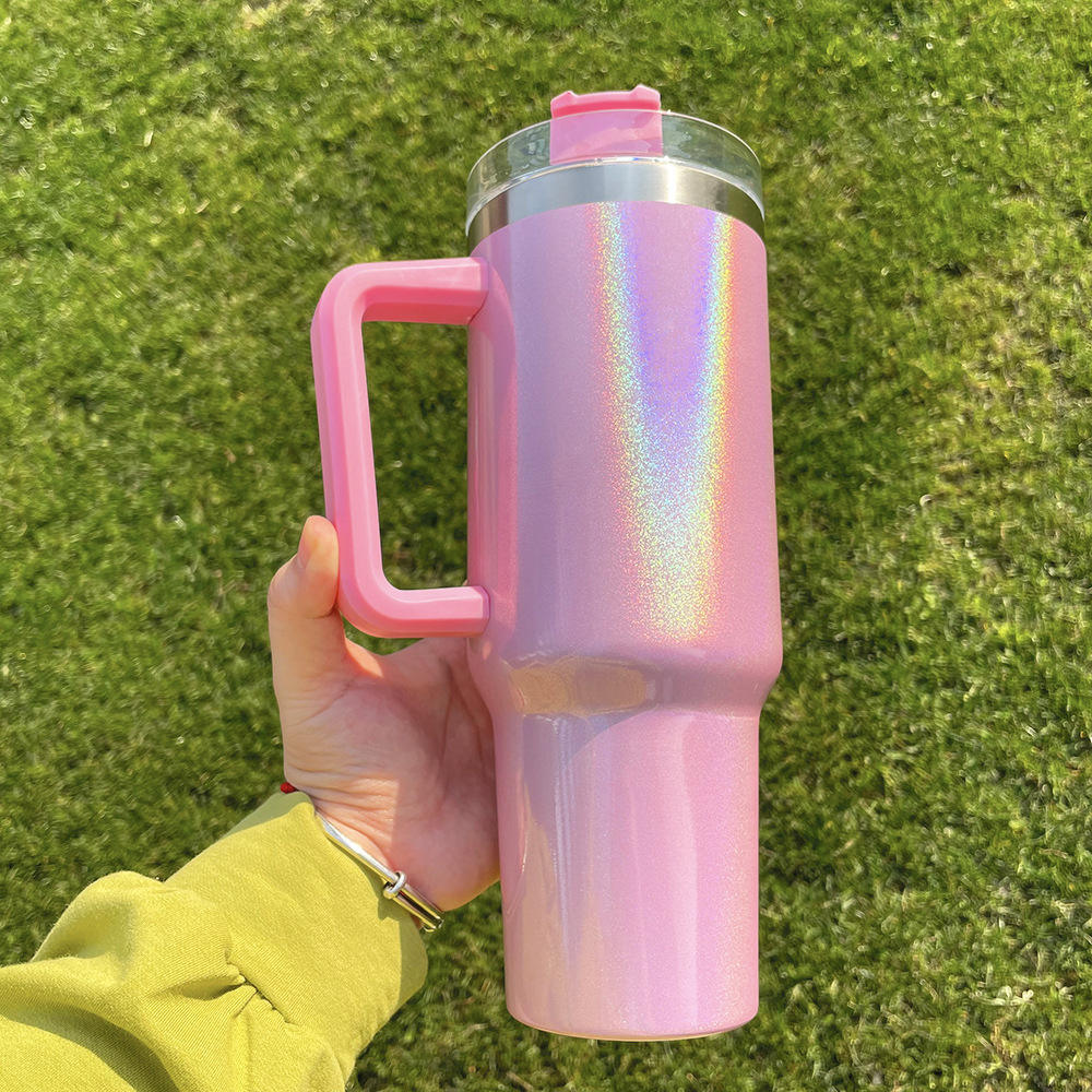 40oz Sublimation Heat Press Shimmer Travel Mug Tumbler Water Bottle For Car Travel