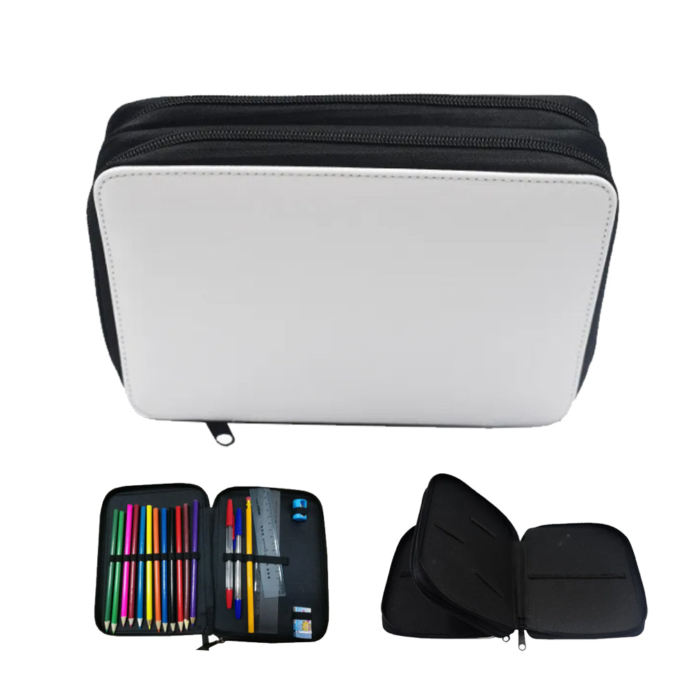 Sublimation-Ready Canvas Pencil Bag - Large Capacity Heat Press Stationery Pouch with Multi-Compartment Design for School, Office, or Creative Projects