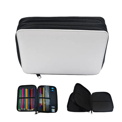 Sublimation-Ready Canvas Pencil Bag - Large Capacity Heat Press Stationery Pouch with Multi-Compartment Design for School, Office, or Creative Projects