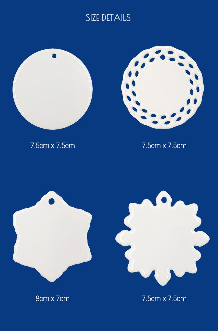 Sublimation Ceramic Ornaments Sublimation Ornament Blanks Bulk Ceramic Discs Ornament for Heat Press Printing White Round Porcelain Ornament Personalized Xmas Tree Ornament Keepsake Crafts Gift