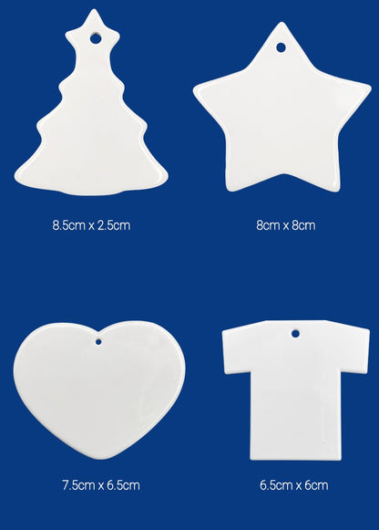 Sublimation Ceramic Ornaments Sublimation Ornament Blanks Bulk Ceramic Discs Ornament for Heat Press Printing White Round Porcelain Ornament Personalized Xmas Tree Ornament Keepsake Crafts Gift