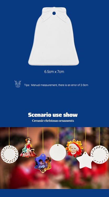 Sublimation Ceramic Ornaments Sublimation Ornament Blanks Bulk Ceramic Discs Ornament for Heat Press Printing White Round Porcelain Ornament Personalized Xmas Tree Ornament Keepsake Crafts Gift