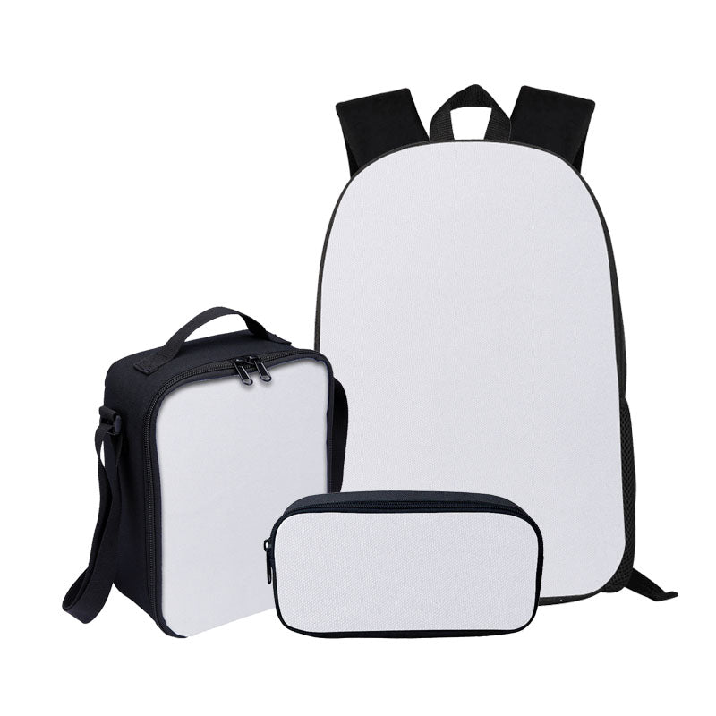 Sublimation Blank 3Pcs Backpack Set with Lunch Box & Pencil Pouch - Kids School Bag Waterproof Lightweight for Boys Girls Elementary Middle School