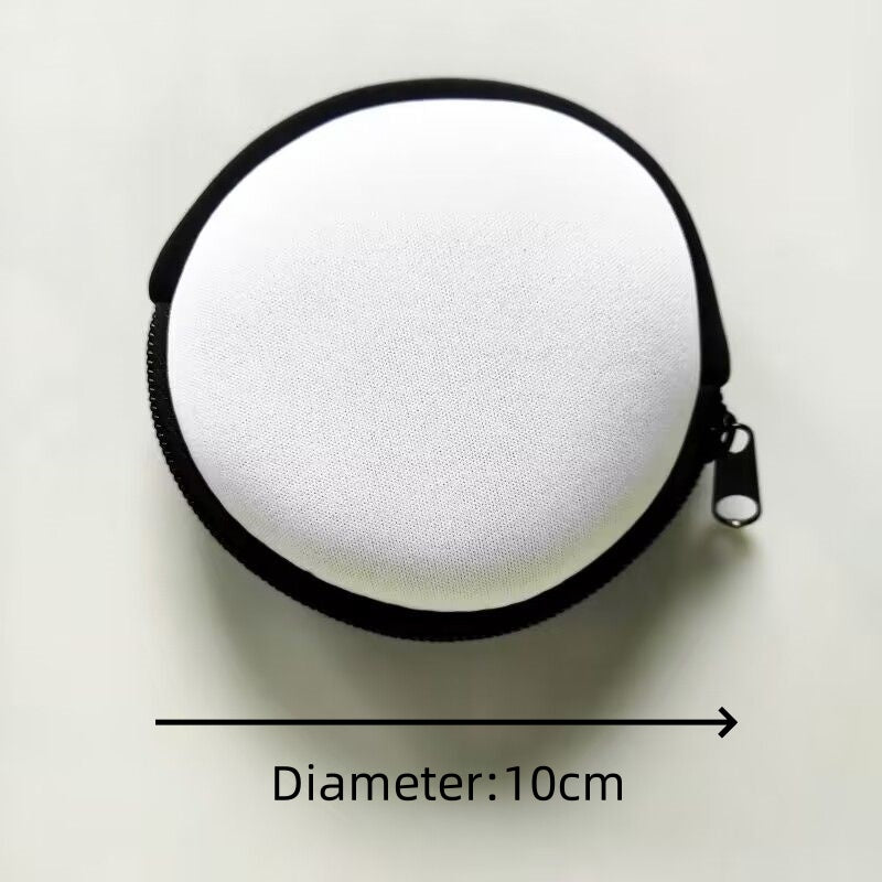 Sublimation Blank Round White Small Wallet Coin Purse for DIY Single Side Printing