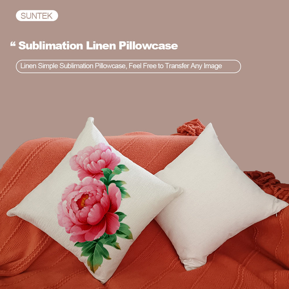 Set of 4 Sublimation Linen Throw Pillow Covers 16x16 Inch Farmhouse Rustic – Vinyl HTV with Zippered,Beige Sets for Couch Sofa Living Room Decor
