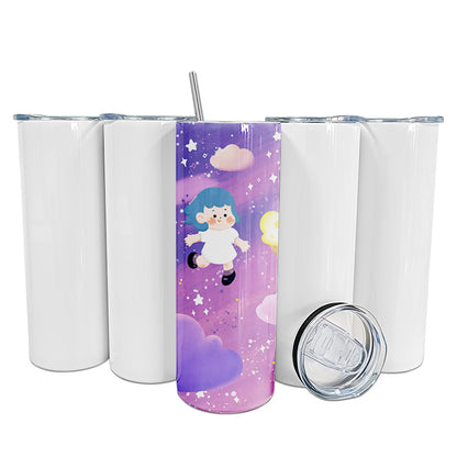 20oz Sublimation Blank Stainless Steel Tumbler Cup with Lid Straw for Water Drinks