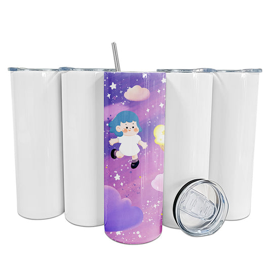20oz Sublimation Blank Stainless Steel Tumbler Cup with Lid Straw for Water Drinks