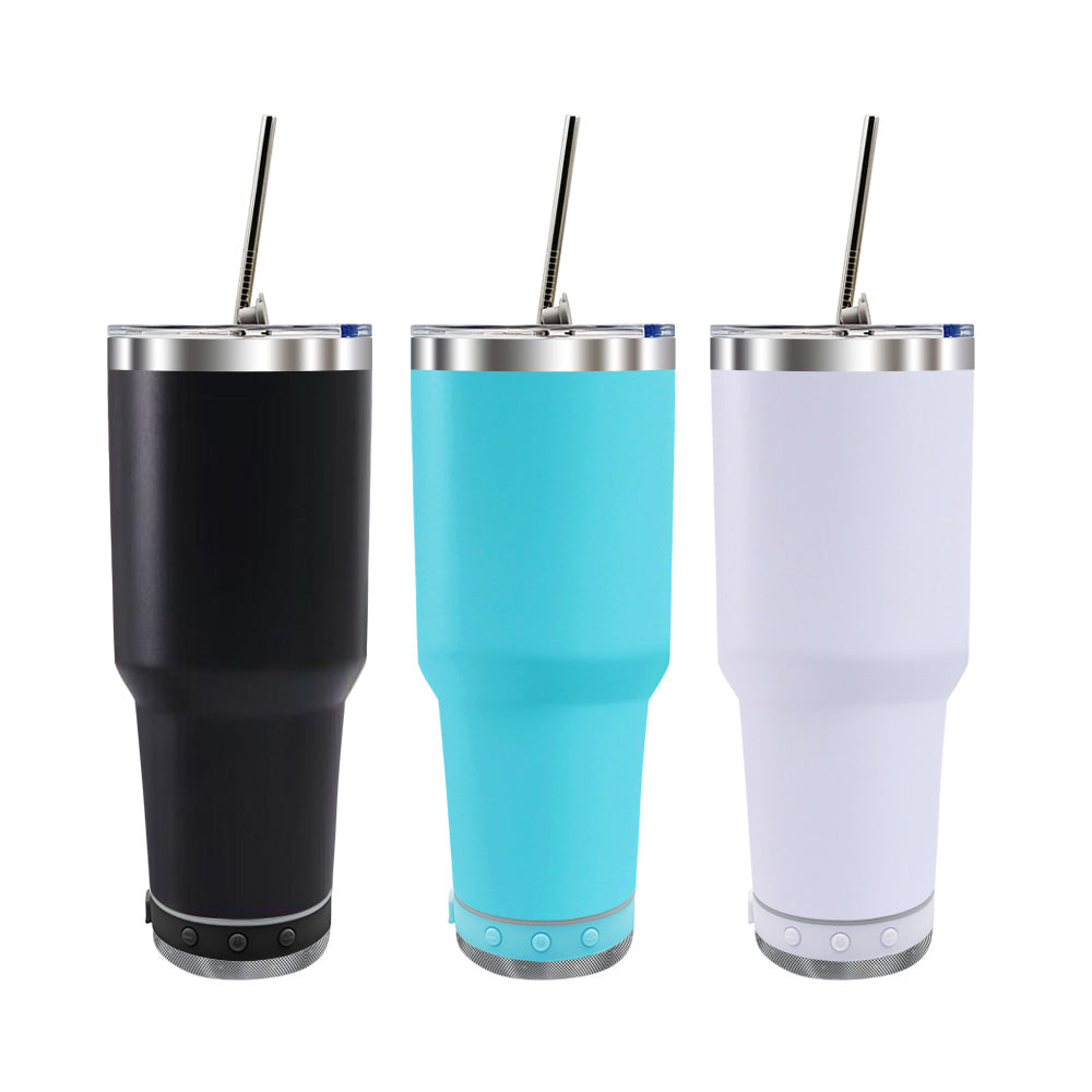 Sublimation 30oz Stainless Steel Speaker Music Tumbler with Lid and Straw