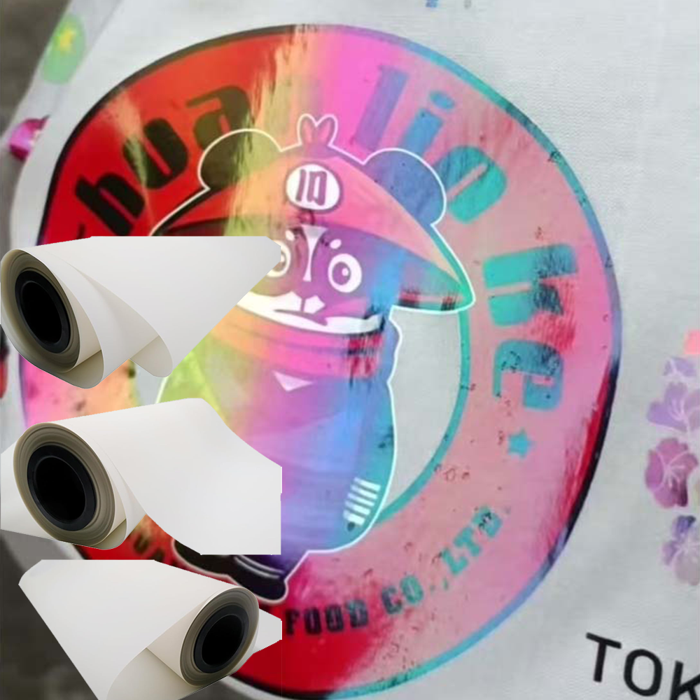 Transparent Iridescent DTF Film 24inx328ft,Holographic Swirl Effect for Garment Decoration,Cold Peel PET Film with Rainbow Shine
