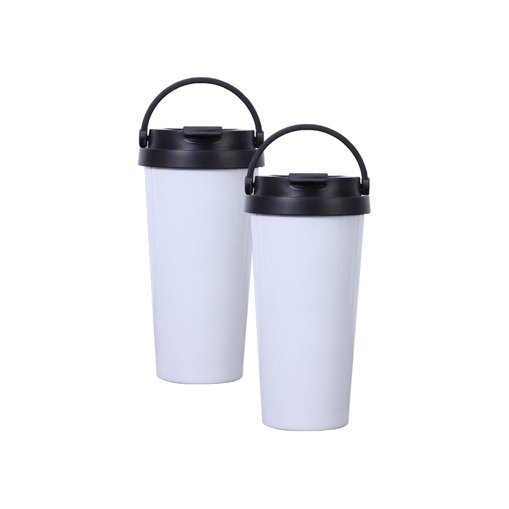 500ml Coffee Tumbler White Sublimation Blanks, Double Wall Vacuum Stainless Steel,Sublimation Ready Personalized Cup with PP Lid