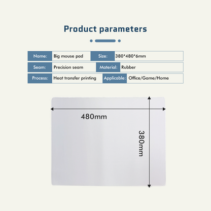 Sublimation Mouse Pad 15x19in Large Size, 6mm Thick White Surface for Custom Printing, Non-Slip Rubber Base Gaming Office Use