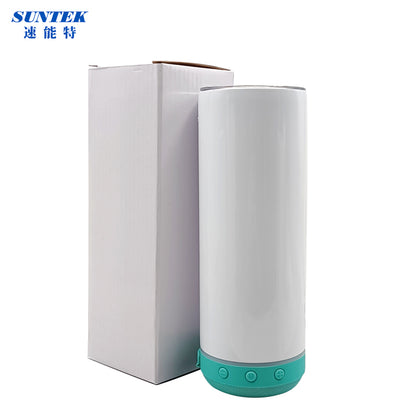 16oz Sublimation USB Bluetooth Speaker Handled Tumbler With Led Flashinglight, Stainless Steel Double Wall Insulation, With Lid & Straw