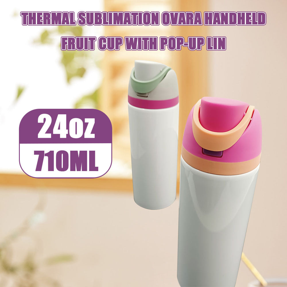 24oz Heat Transfer Tumbler with Pop-Up Lid,Stainless Steel Cup for Gym Office Outdoor Use,304 Interior Custom Sublimation Design