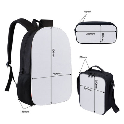 Sublimation Blank 3Pcs Backpack Set with Lunch Box & Pencil Pouch - Kids School Bag Waterproof Lightweight for Boys Girls Elementary Middle School