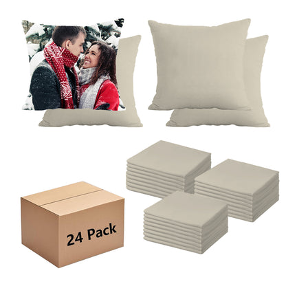 Set of 4 Sublimation Linen Throw Pillow Covers 16x16 Inch Farmhouse Rustic – Vinyl HTV with Zippered,Beige Sets for Couch Sofa Living Room Decor