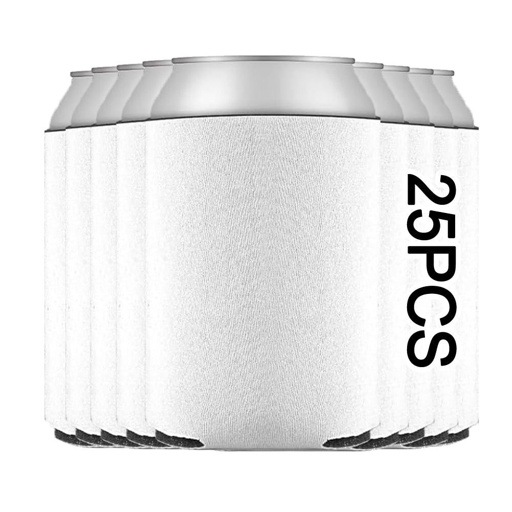 25 Pack Sublimation Can Coolers Blanks - Neoprene Collapsible Insulated Sleeves for Super Bowl Party Guest Favors & HTV Projects