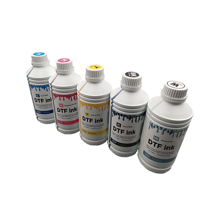DTF Printer Ink CMYK+White Set 1000ml/Bottle, 5 Colors for Direct to Film Printing, High Color Gamut Ink for Textile Transfer