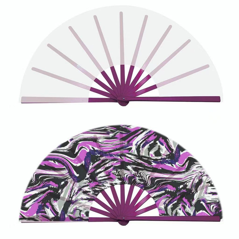 25Pcs Sublimation Blank Folding Clack Fans, Plastic Frames & Polyester Fabric, Boots On The Ground Fan for Party Wedding Decoration