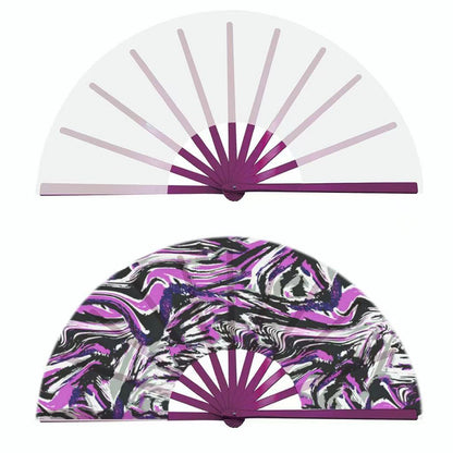 25Pcs Sublimation Blank Folding Clack Fans, Plastic Frames & Polyester Fabric, Boots On The Ground Fan for Party Wedding Decoration