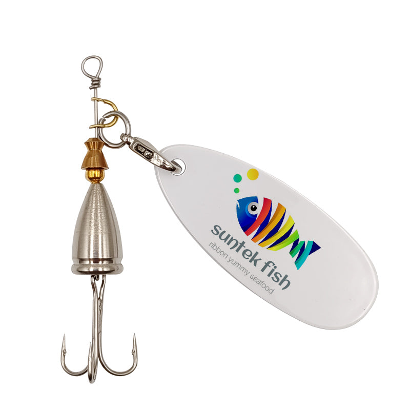 5Pcs Sublimation Blank Fishing Lures, Inline Spinner Baits, Fishing Treble Hooks for Freshwater  Saltwater Trout Salmon