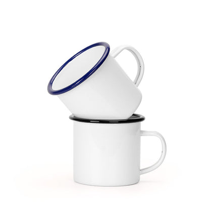 12oz Sublimation Silver Color Edge Enamel Mug with Handle for Outdoor Camping