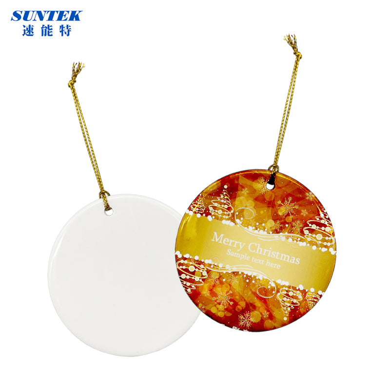 Sublimation Ceramic Ornaments Sublimation Ornament Blanks Bulk Ceramic Discs Ornament for Heat Press Printing White Round Porcelain Ornament Personalized Xmas Tree Ornament Keepsake Crafts Gift