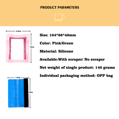 Heat Transfer Taping Holder 4.1x3.5x1.6in, Blue/Pink Silicone Base for Sublimation, Secures Cups During Taping Process
