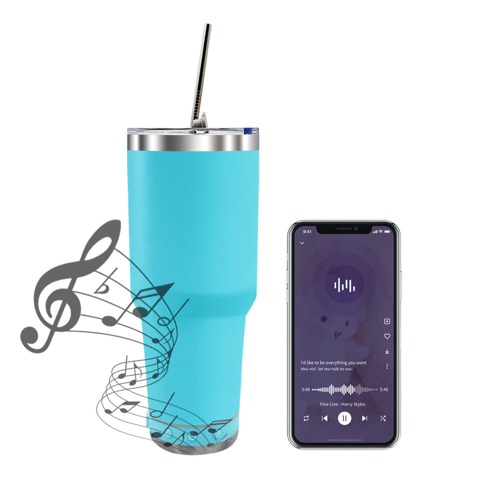 Sublimation 30oz Stainless Steel Speaker Music Tumbler with Lid and Straw