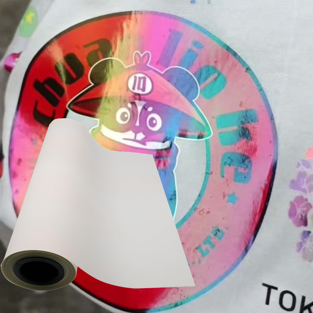 Transparent Iridescent DTF Film 24inx328ft,Holographic Swirl Effect for Garment Decoration,Cold Peel PET Film with Rainbow Shine