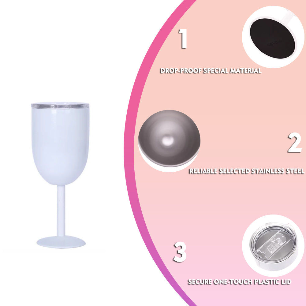 10oz White Sublimation Stemless Wine Tumbler, Stainless Steel Vacuum Insulated, Double Wall Insulation,Design For yourself