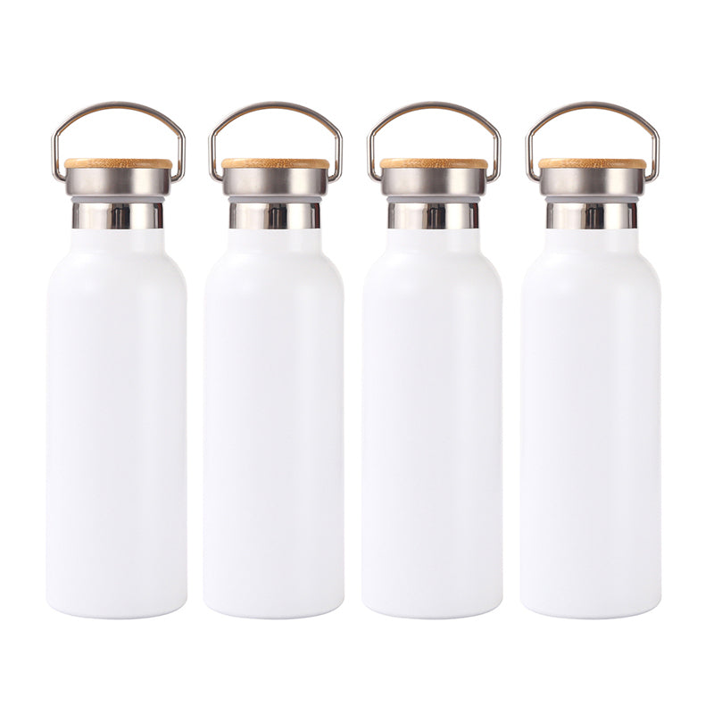 4 Pack Sublimation Insulated Water Bottle 17oz, Double Wall Stainless Steel with Bamboo Lid & Leakproof Design, Customizable Gift