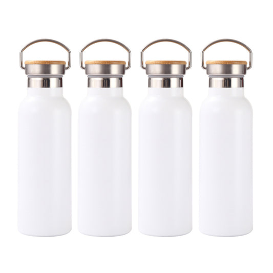 4 Pack Sublimation Insulated Water Bottle 17oz, Double Wall Stainless Steel with Bamboo Lid & Leakproof Design, Customizable Gift