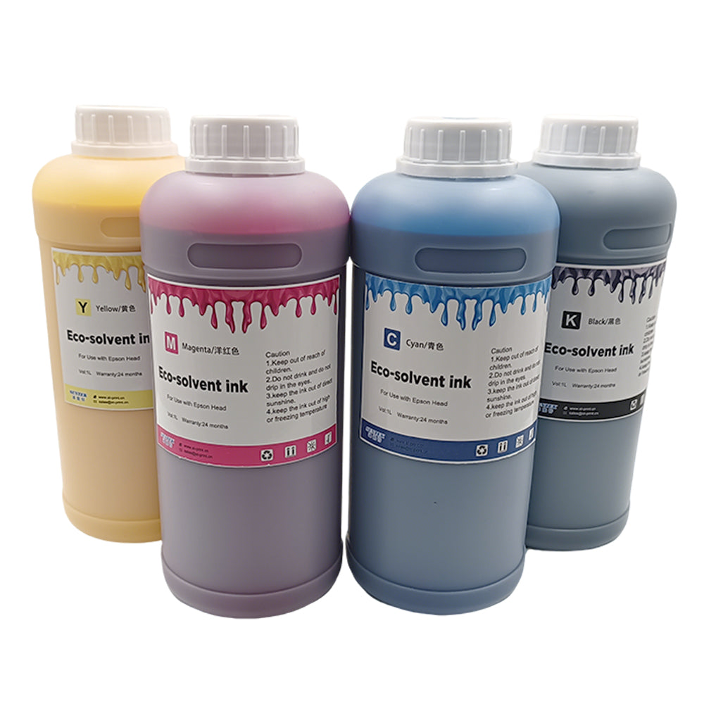 Subtransfer Premium Eco Solvent Ink Set - Vibrant Pigment for HTV/Vinyl/Stickers/T-Shirts Compatible with DX4 DX5 DX7 DX9 DX10 DX11 XP600 TX800 Printhead