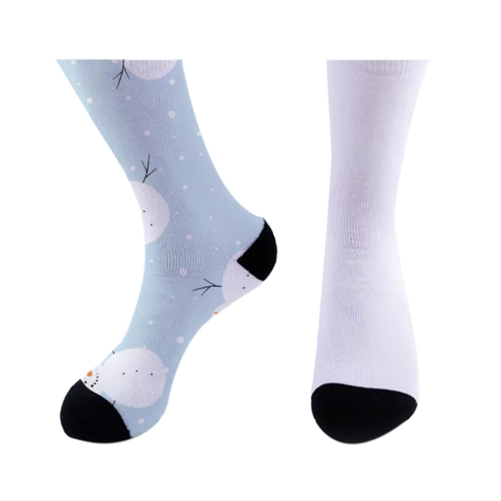 Customizable Adult Sports Socks 40cm Length, Sublimation Ready Black Toe & Heel, Terry Loop Sole for Running & Training