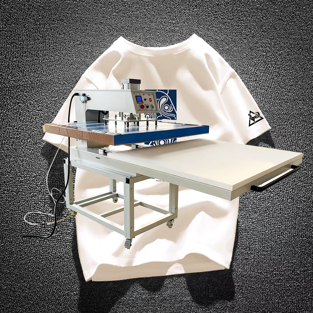 32" x 40"/40" x 48" Large Format Pneumatic Heat Press with Stand: Perfect for high-pressure garment & textile applications.