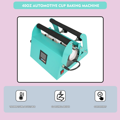 40oz Car Mug Heat Press Machine with Dual Mug Pads, 110V/220V 500W for Double-Sided Printing, 0-250°C Temperature Range