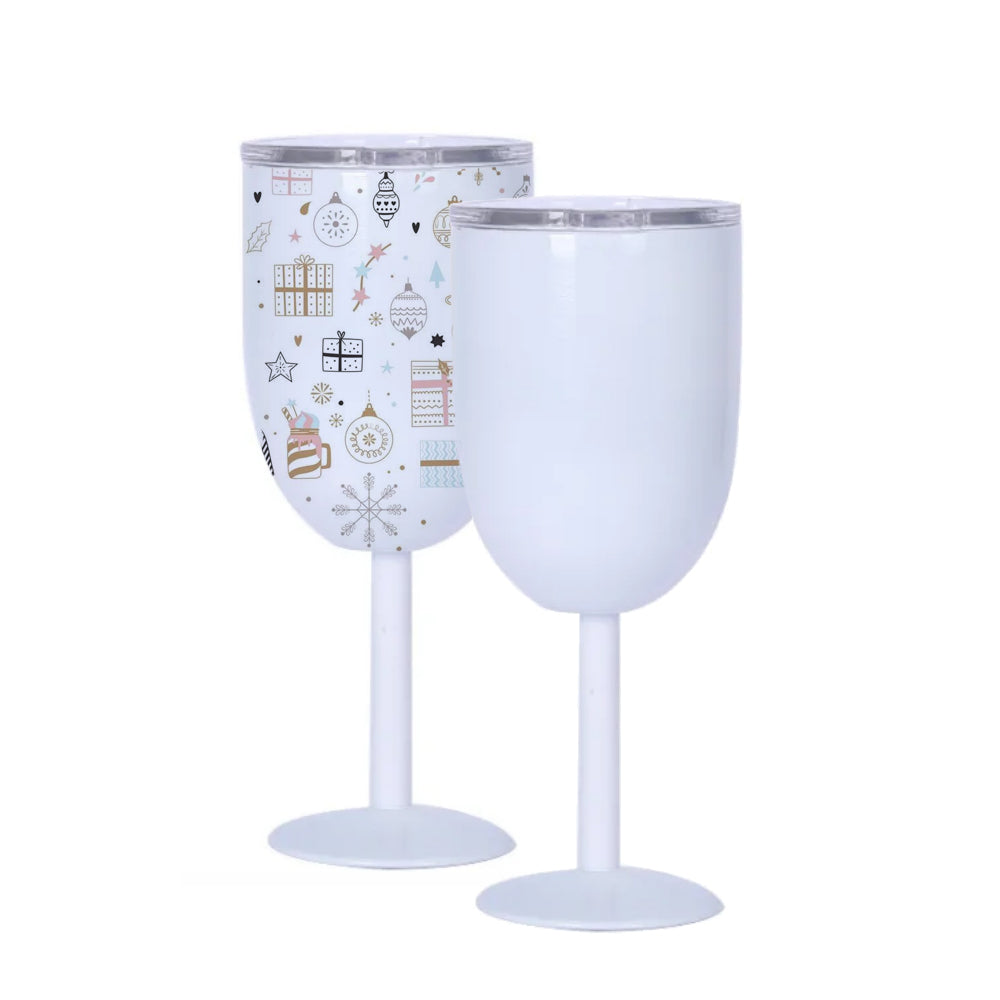 10oz White Sublimation Stemless Wine Tumbler, Stainless Steel Vacuum Insulated, Double Wall Insulation,Design For yourself
