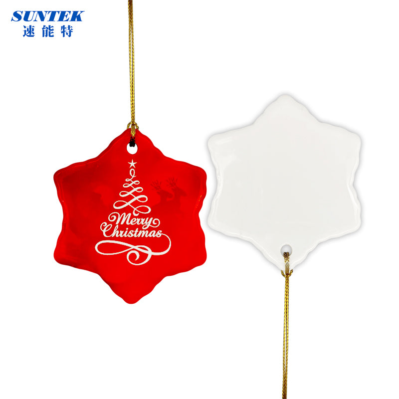 Sublimation Ceramic Ornaments Sublimation Ornament Blanks Bulk Ceramic Discs Ornament for Heat Press Printing White Round Porcelain Ornament Personalized Xmas Tree Ornament Keepsake Crafts Gift