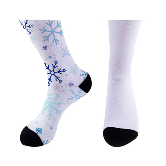 Customizable Adult Sports Socks 40cm Length, Sublimation Ready Black Toe & Heel, Terry Loop Sole for Running & Training