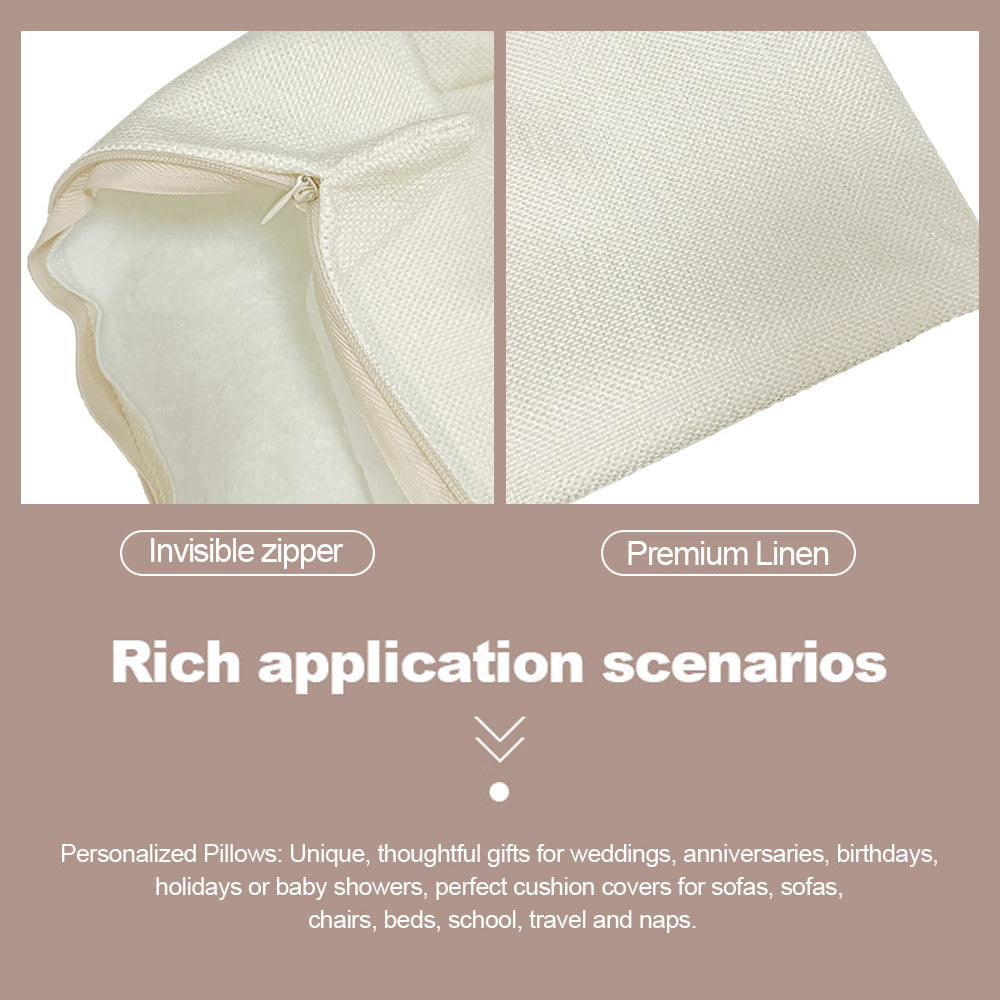 Set of 4 Sublimation Linen Throw Pillow Covers 16x16 Inch Farmhouse Rustic – Vinyl HTV with Zippered,Beige Sets for Couch Sofa Living Room Decor
