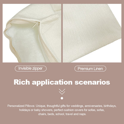 Set of 4 Sublimation Linen Throw Pillow Covers 16x16 Inch Farmhouse Rustic – Vinyl HTV with Zippered,Beige Sets for Couch Sofa Living Room Decor