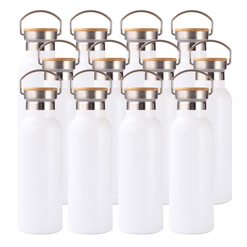 4 Pack Sublimation Insulated Water Bottle 17oz, Double Wall Stainless Steel with Bamboo Lid & Leakproof Design, Customizable Gift