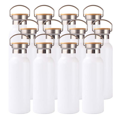 4 Pack Sublimation Insulated Water Bottle 17oz, Double Wall Stainless Steel with Bamboo Lid & Leakproof Design, Customizable Gift