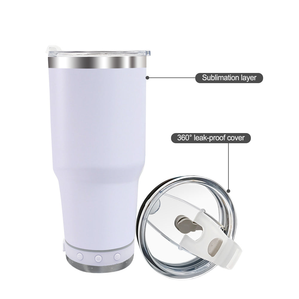 Sublimation 30oz Stainless Steel Speaker Music Tumbler with Lid and Straw