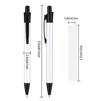 Sublimation Pens – Heat Transfer Blank DIY Ballpoint with Shrink Wrap, Customize Design for Kids School Supplies & DIY Lovers