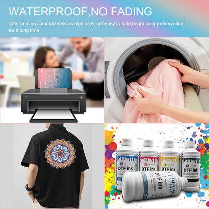 1000ML Premium DTF Ink Combo Pack Compatible for PET Film Refill for DTF Printers Epson I3200 I1600 4720 L1800 XP600, Heat Transfer Printing Direct to Film