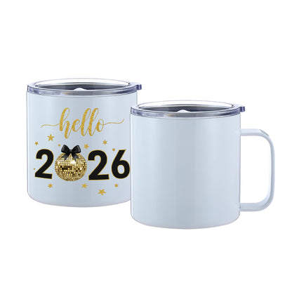 14oz Sublimation Travel Mug, 304/201 Stainless Steel, White Customizable Tumbler, 4in Height, Vacuum Insulated, Gift Box