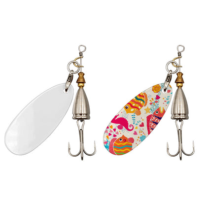 5Pcs Sublimation Blank Fishing Lures, Inline Spinner Baits, Fishing Treble Hooks for Freshwater  Saltwater Trout Salmon