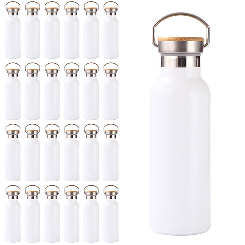 4 Pack Sublimation Insulated Water Bottle 17oz, Double Wall Stainless Steel with Bamboo Lid & Leakproof Design, Customizable Gift
